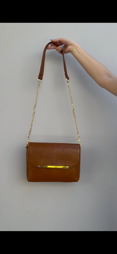 Brown crossbody with gold