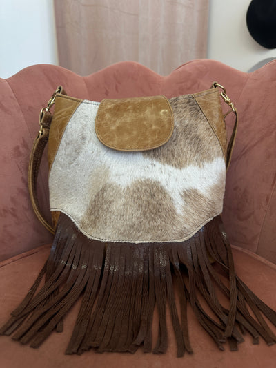 Cowhide purse with fringe