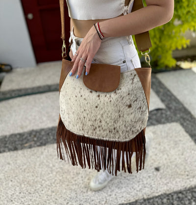 Cowhide purse with fringe