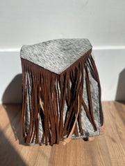 Large Brown Cowhide Backpack with Fringe.